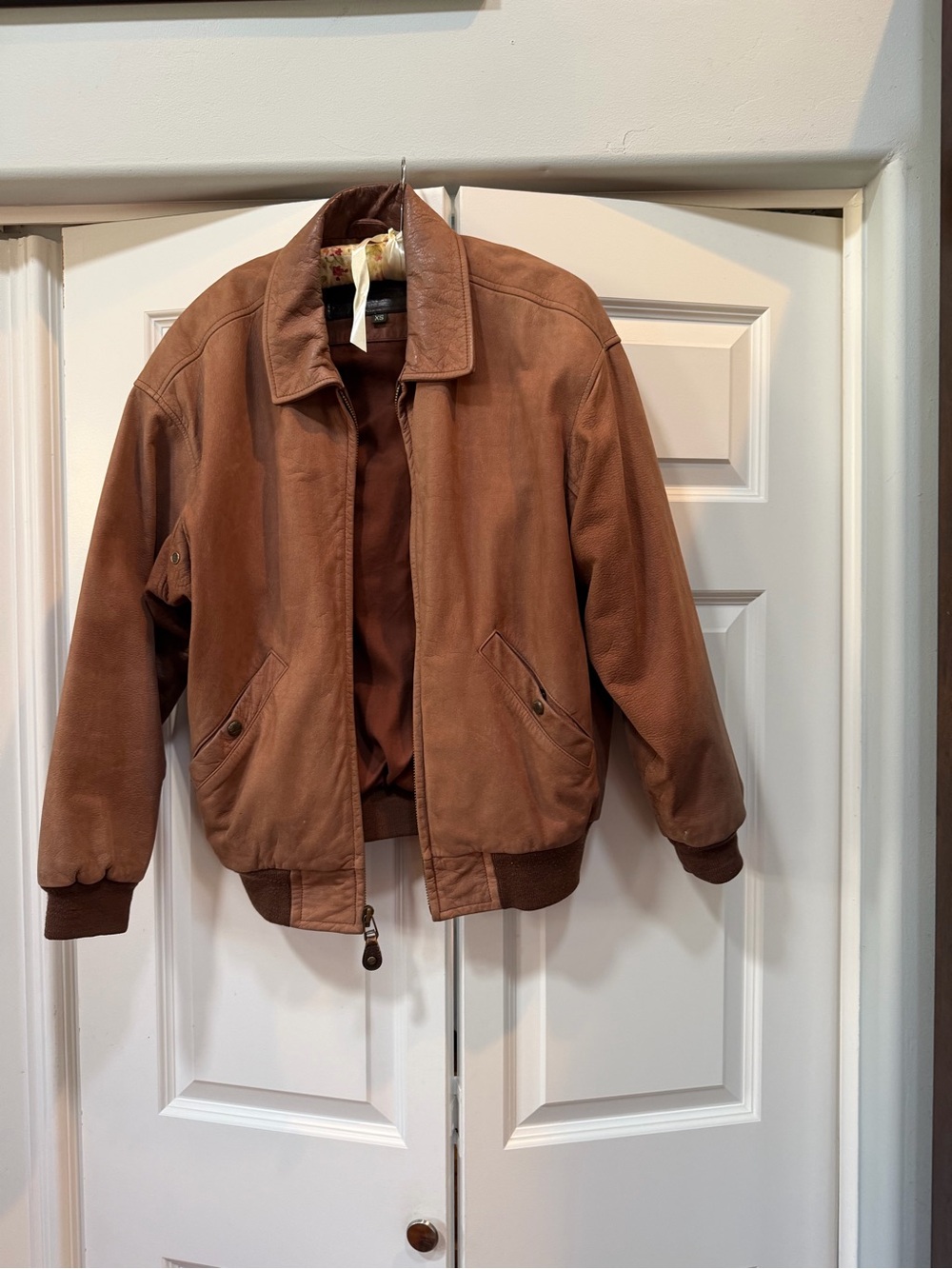 Timberland Chestnut Brown Leather Bomber Jacket